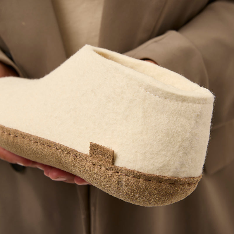 glerups Shoe with leather sole Shoe with leather sole White