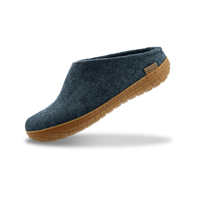 Instapper met natuurrubberzool - honing - Denim