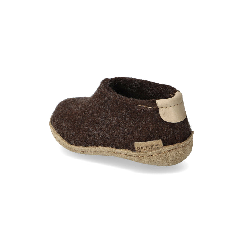 glerups Shoe kids Shoe with leather sole Nature brown