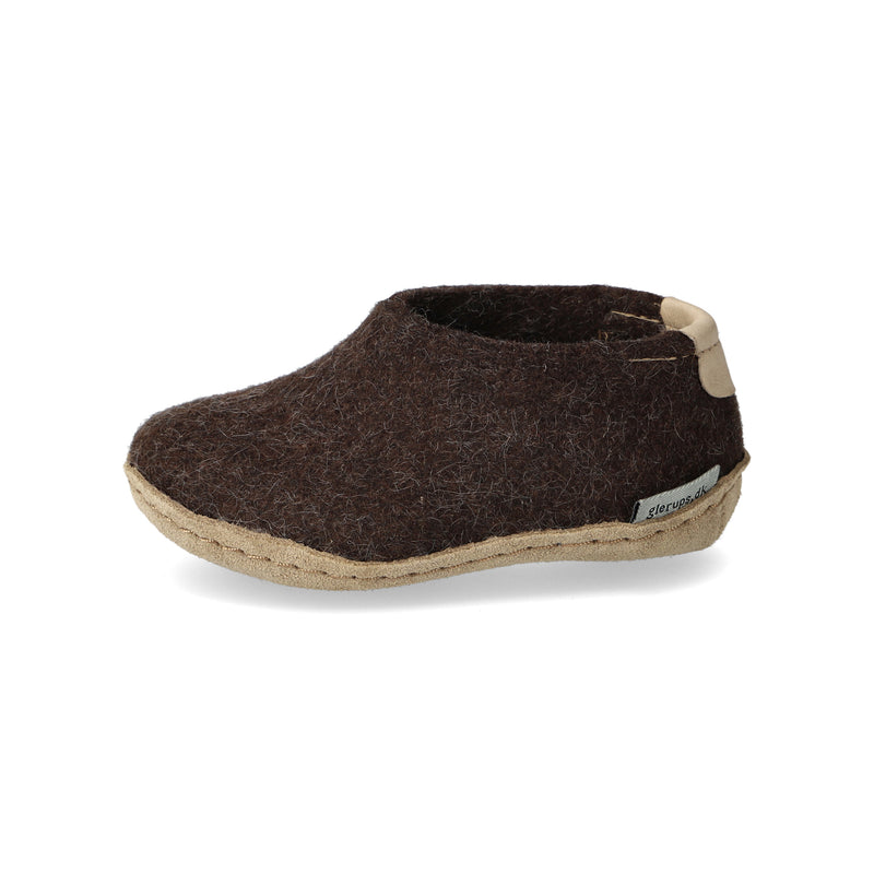 glerups Shoe kids Shoe with leather sole Nature brown